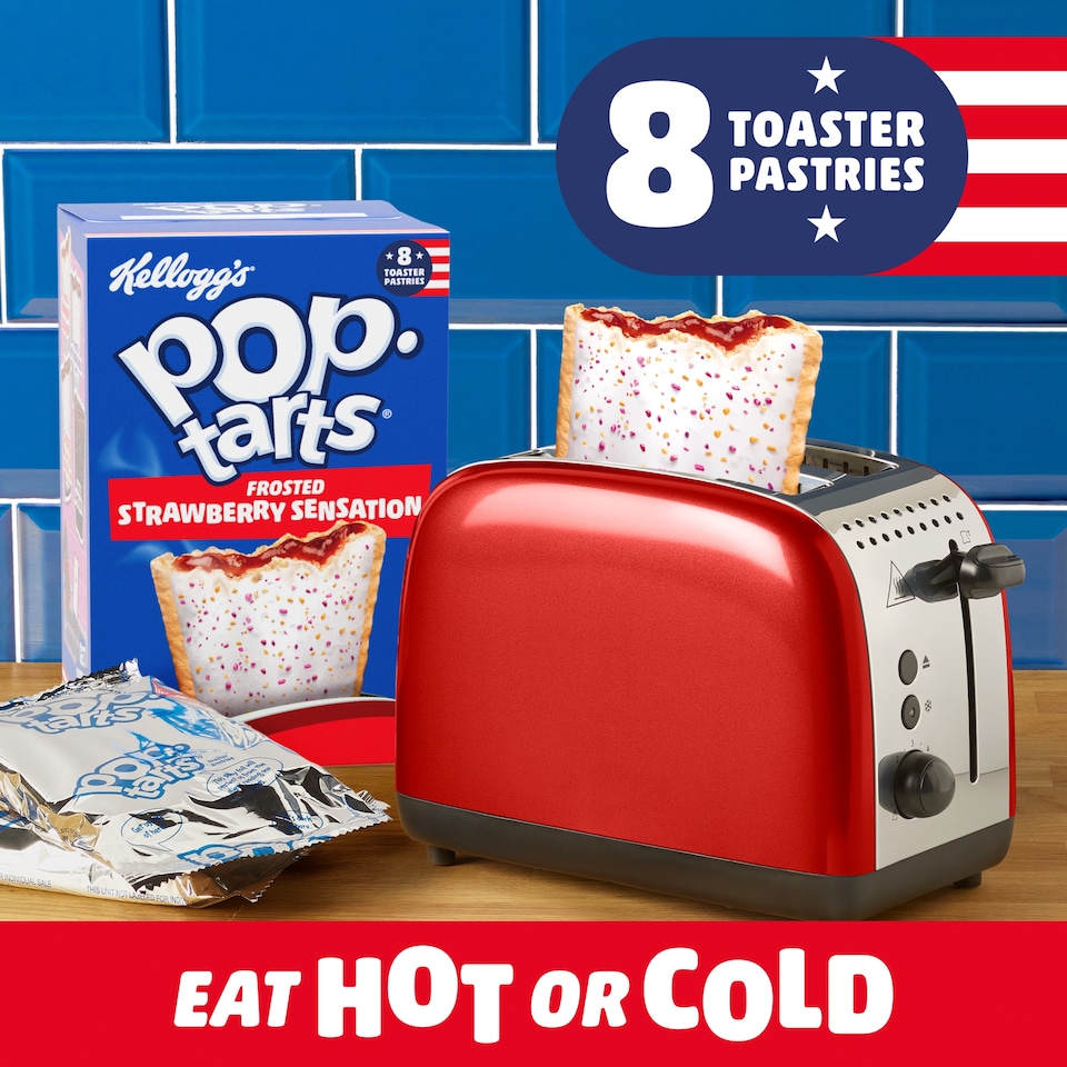 image 1 of Kellogg's Pop Tarts Strawberry Sensation Pastry Snacks 8x48g