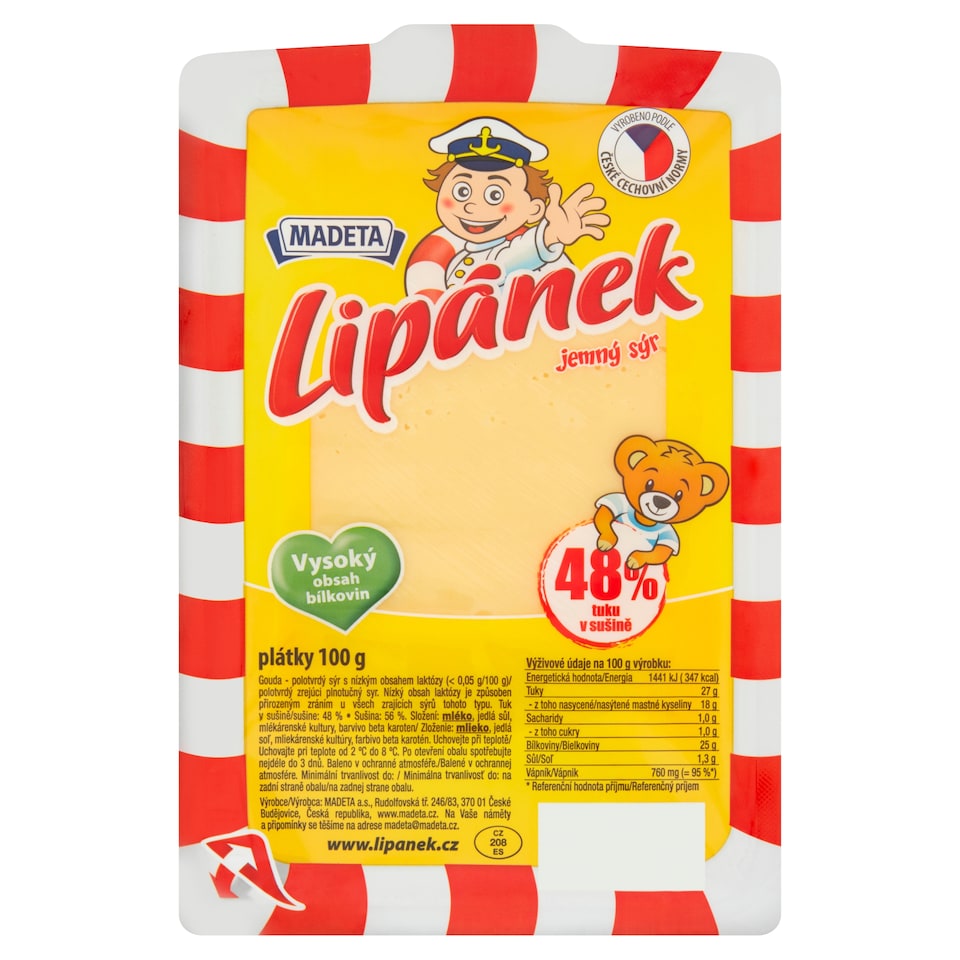 Obrázek 1 pro produkt Madeta Lipánek Jemný sýr plátky 100g
