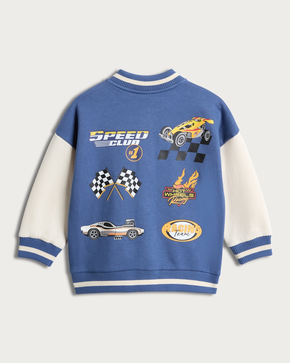 image 1 of Hot Wheels Speed Club Cotton Rich Bomber Jacket in Blue
