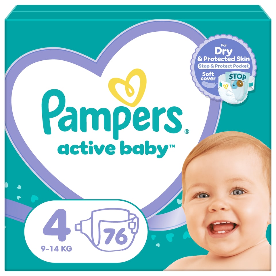 Pampers Active Baby Pelenka, Méret: 4, 76 db Pelenka, 9kg-14kg  1. kép