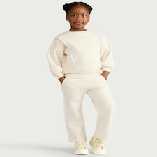 F&F Girls 2-Piece Cotton Rich Lace Trim Sweatshirt and Joggers Set in Cream