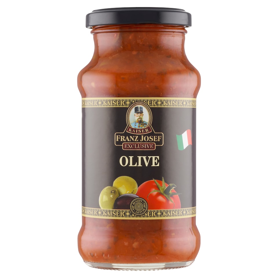 Obrázek 1 pro produkt Franz Josef Kaiser Exclusive Olive rajčatová omáčka se zelenými a černými olivami 350g