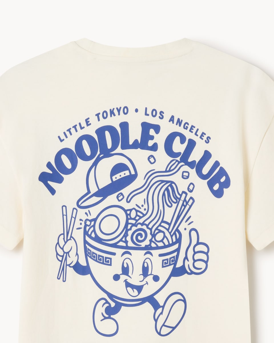 image 1 of F&F Boys Pure Cotton Noodle Club T-Shirt in White