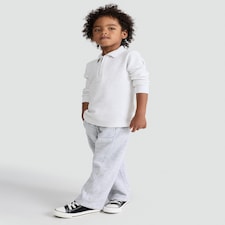 F&F Boys Cotton Blend Textured Half Zip Polo Top in Grey