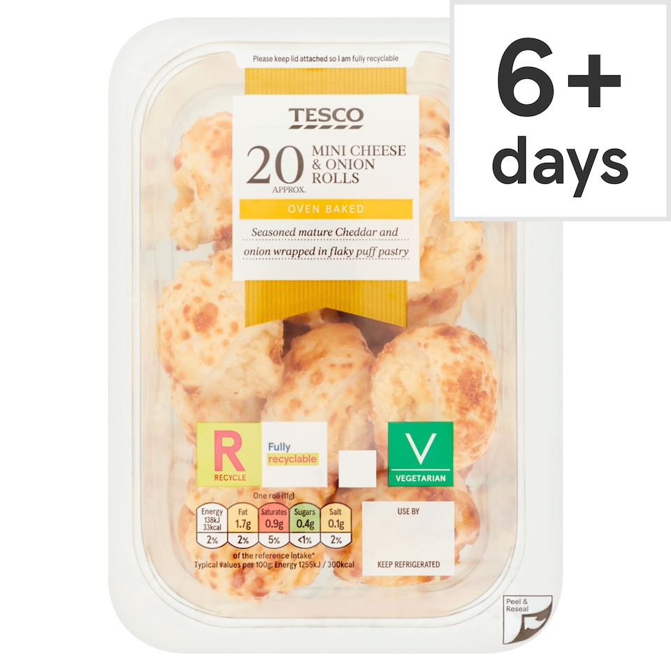 Tesco 20 Mini Cheese & Onion Rolls 220G