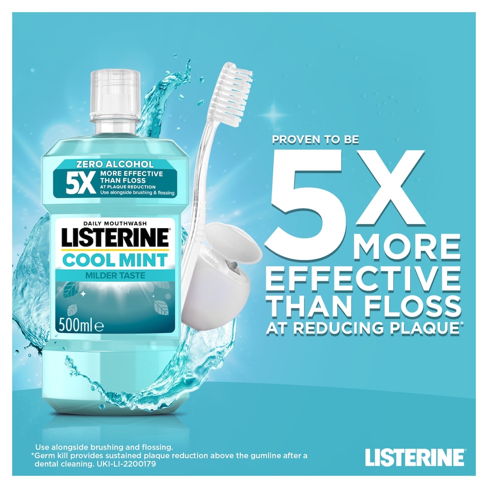 image 1 of Listerine Zero Alcohol Cool Mint Milder Taste Mouthwash 500ml
