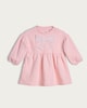 image 1 of F&F Baby Cotton Rich Bow Sweat Dress in Pink