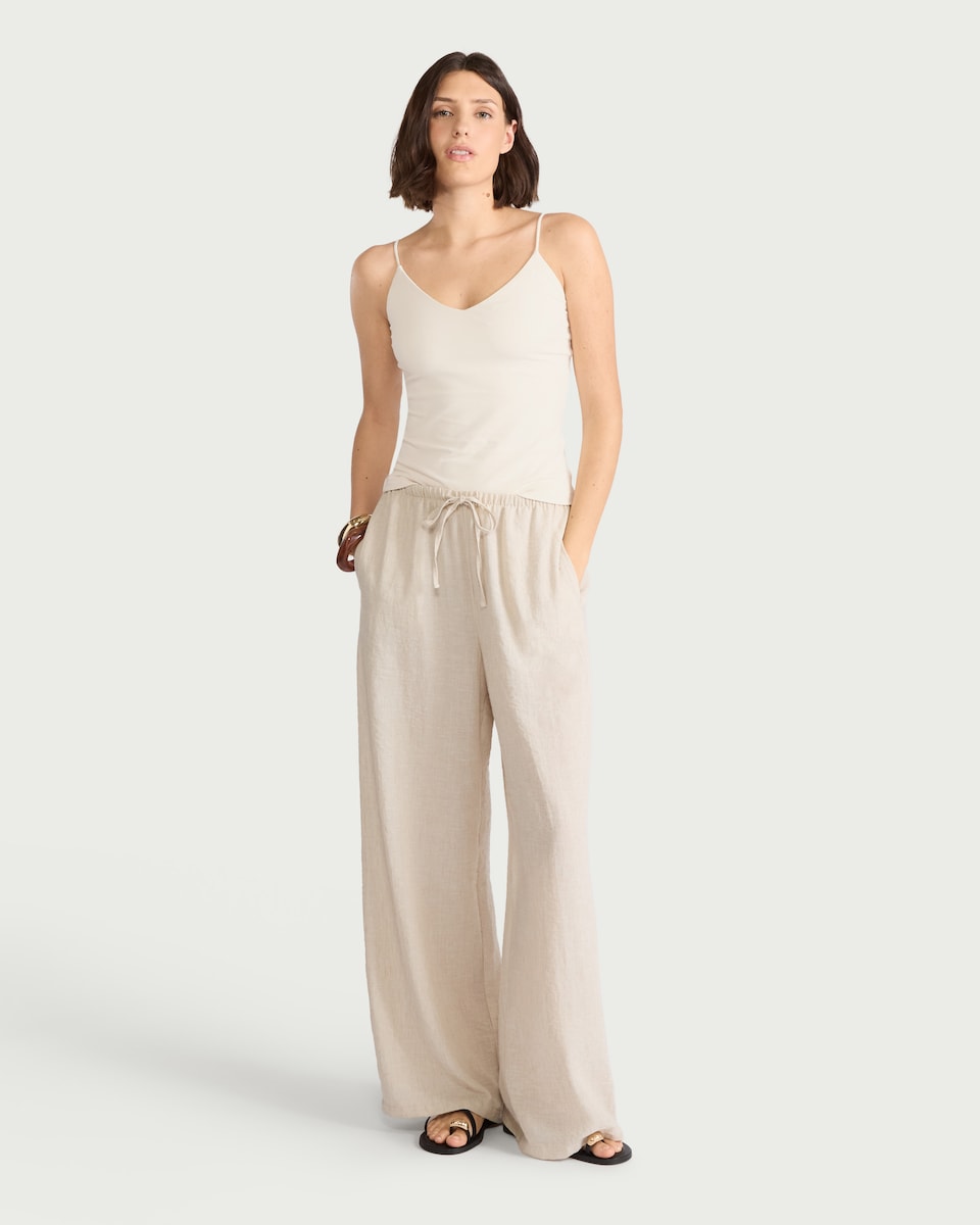 image 1 of F&F Polyamide Scoop Neck Vest in Cream