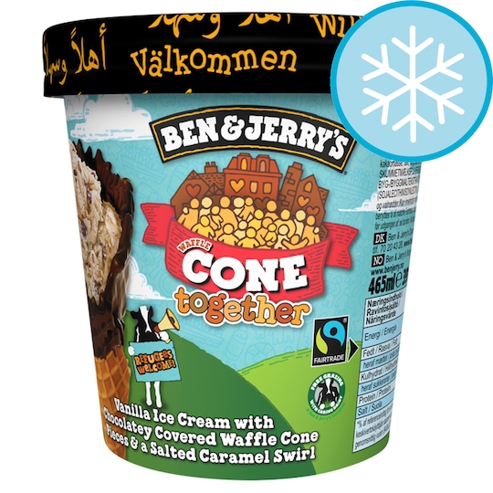 image 1 of Ben & Jerry's Vanilla Ice Cream Chocolate Waffle Cone Salted Caramel 465Ml