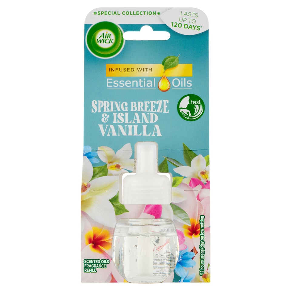 image 1 of Air Wick Essential Oils Scented Oil Fragrance Refill Spring Breeze & Island Vanilla 19ml