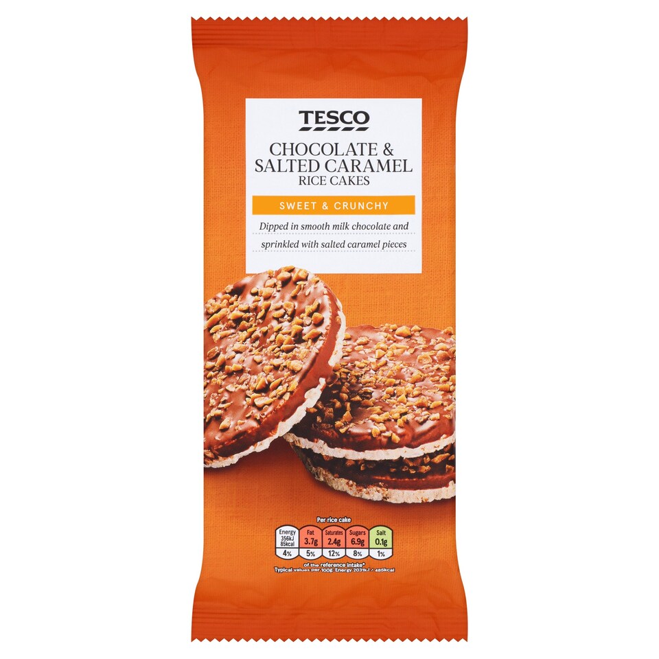 Tesco Chocolate And Salted Caramel Rice Cakes 105G