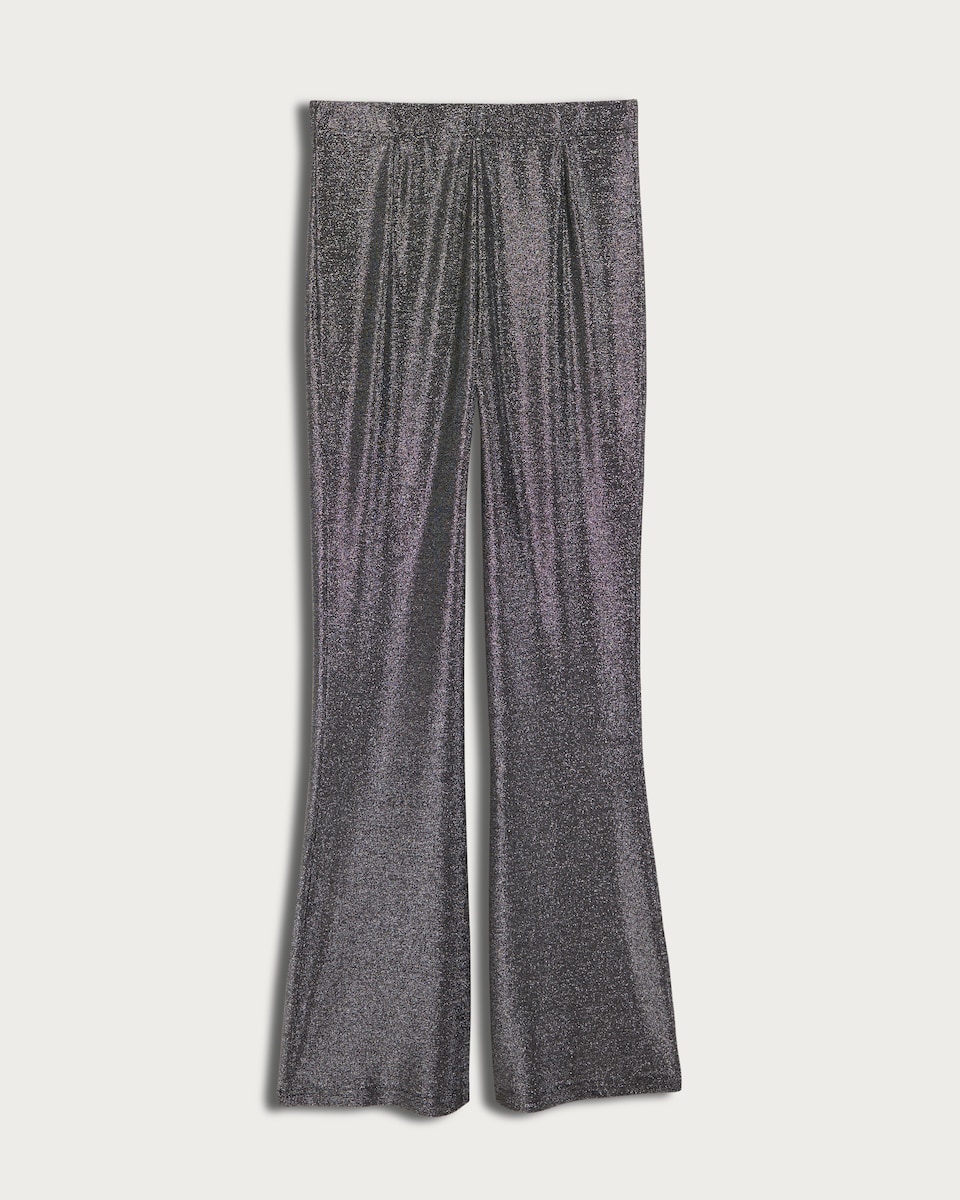 image 1 of OH ME OH MY Polyamide Metallic Flared Co-ord Trousers in Grey