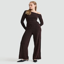 F&F Sparkle Wide Leg Co-ord Trousers in Black