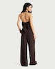 image 3 of F&F Wide Leg Drawstring Co-ord Trousers in Chocolate