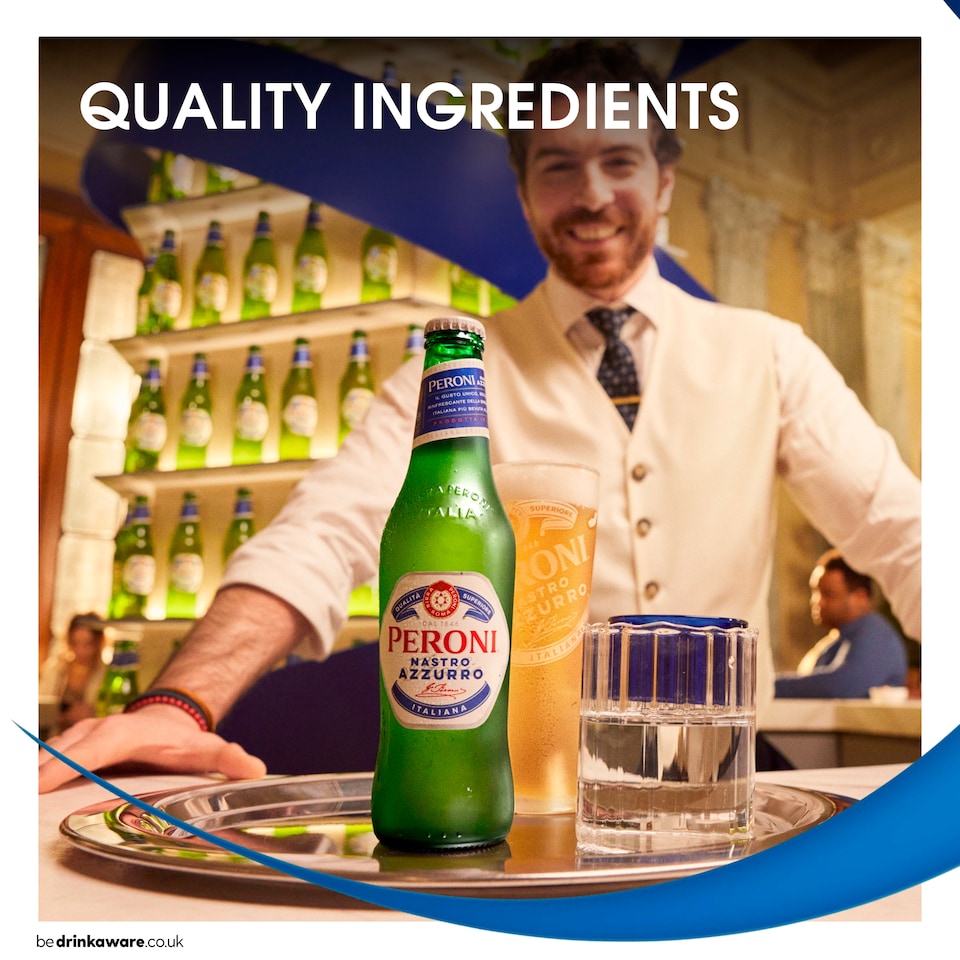 image 1 of Peroni Nastro Azzurro Beer Lager Bottles 18x330ml