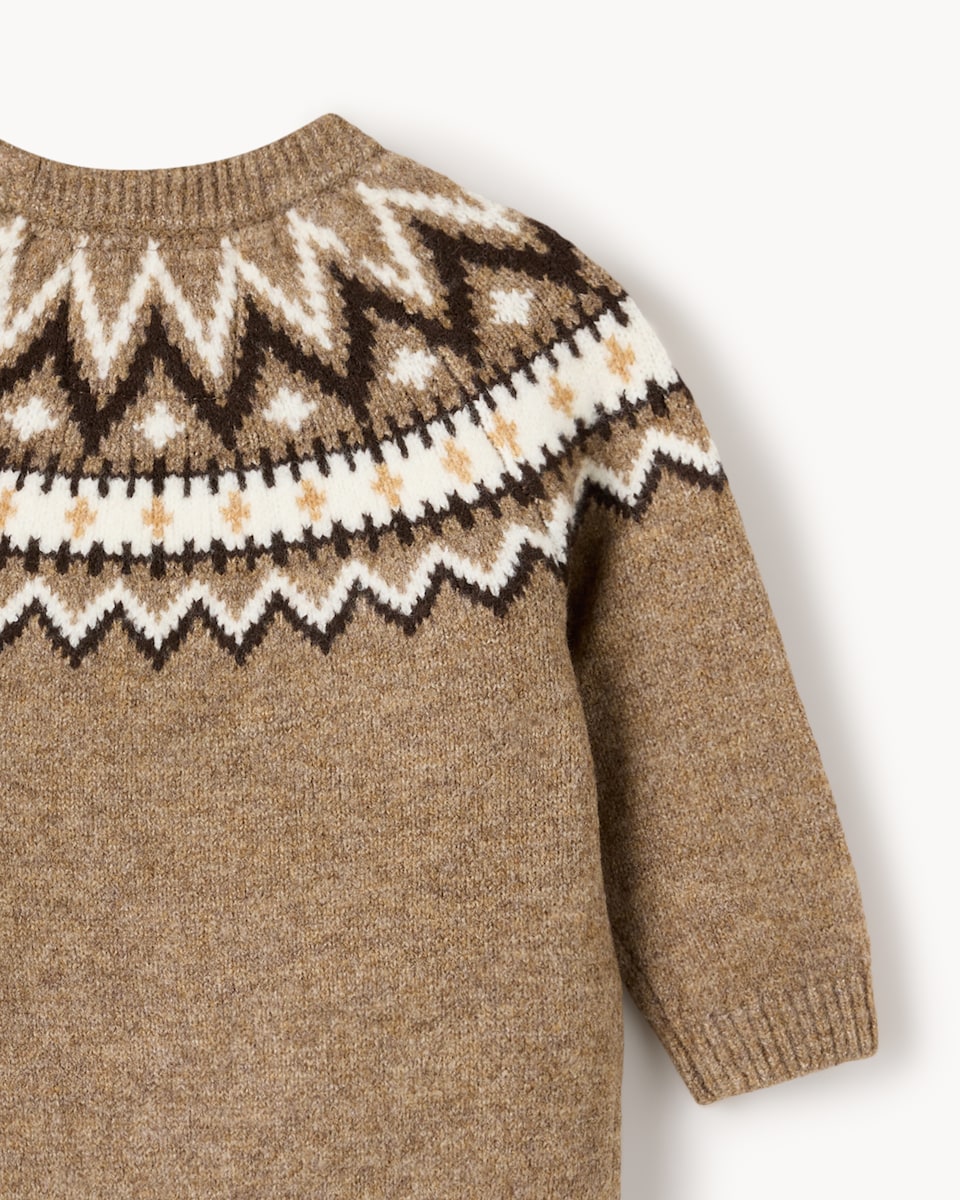 image 1 of F&F Baby Fair Isle Jumper in Brown