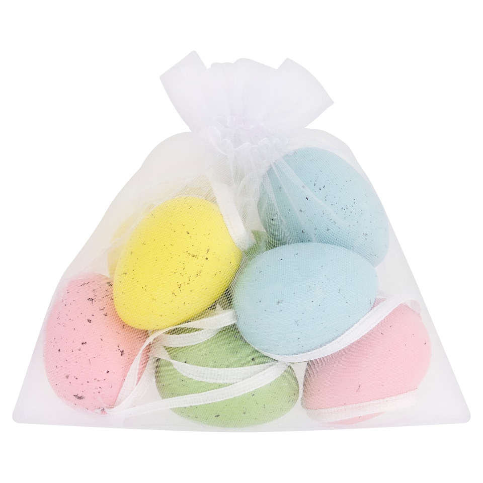 TESCO POLKA DOT HANGING EGG DECORATIONS 8PK 