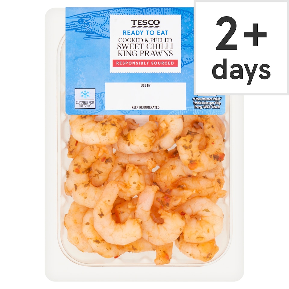 Tesco Cooked and Peeled Sweet Chilli King Prawns 150g