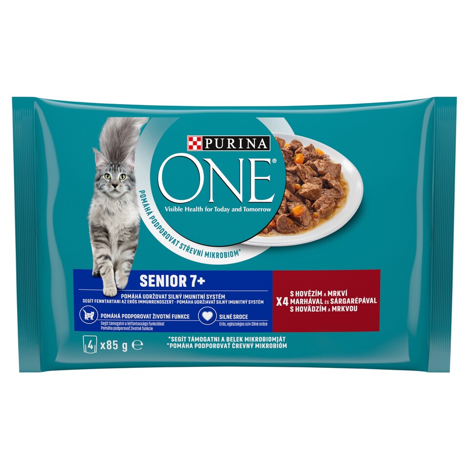 obrázok 1 z Purina ONE Senior kapsičky pre mačky hovädzie 4 × 85 g