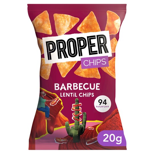 Properchips Barbecue Lentil Chips 20G Tesco Groceries