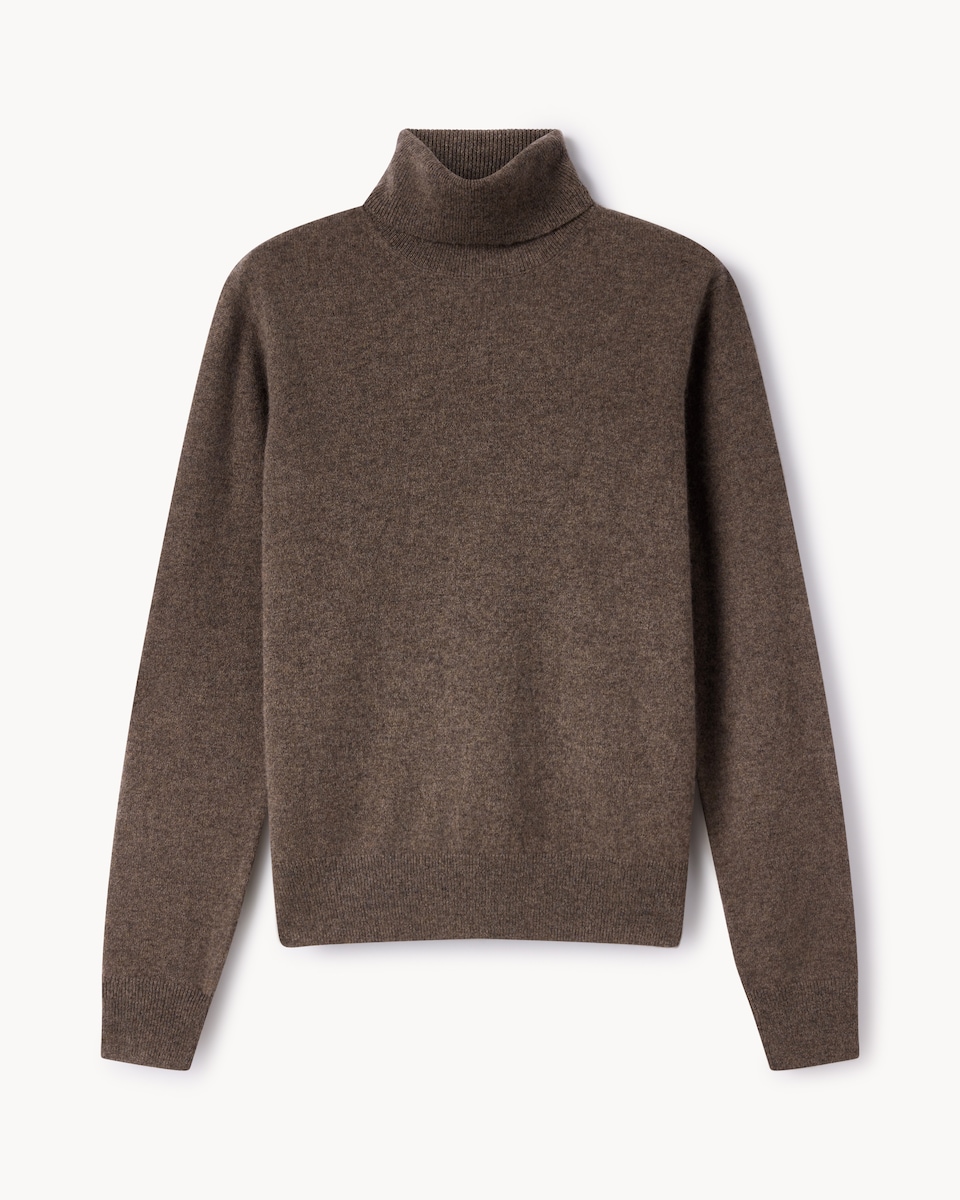 image 1 of F&F Pure Cashmere Roll Neck Jumper in Mink