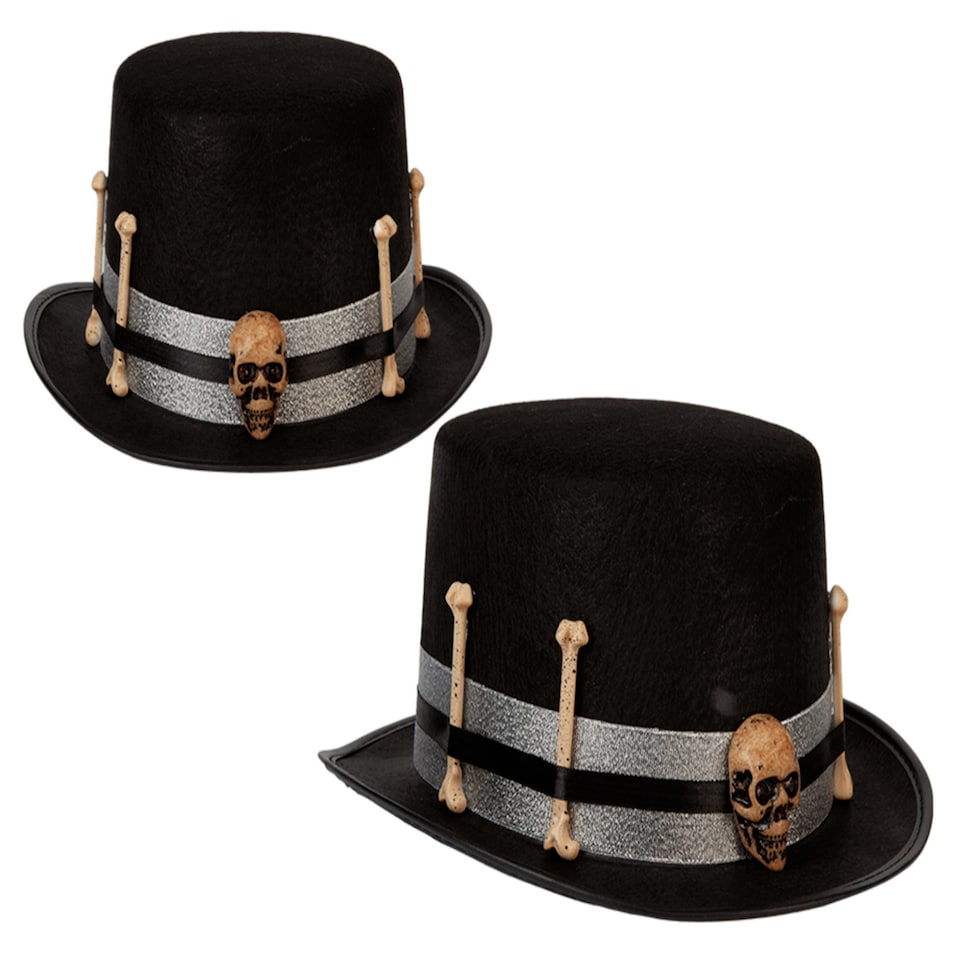 Halloween Skull And Bones Top Hat