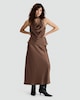 image 1 of The F&F Edit Satin High Cowl Neck Sleeveless Blouse in Brown