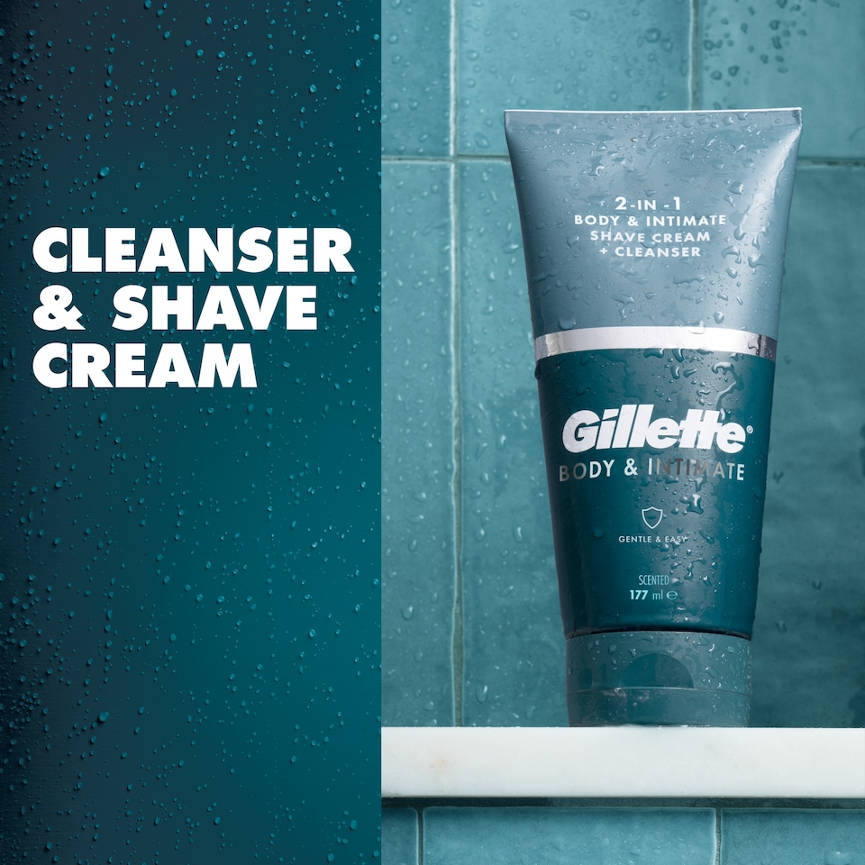 image 1 of Gillette Intimate Pubic Shave Cream + Cleanser, Formulated for Pubic Hair, with Aloe (150 ml)