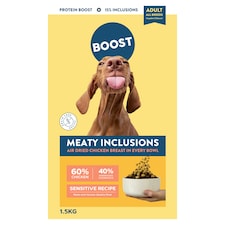 BOOST Meaty Inclusions Dry Dog Food with Chicken Breast Kibble Plus 1.5kg