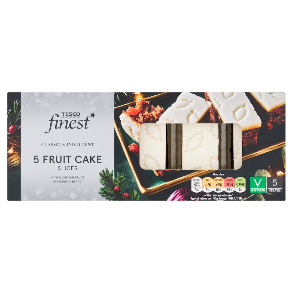 Tesco Finest Fruit Cake Slice 5 pack