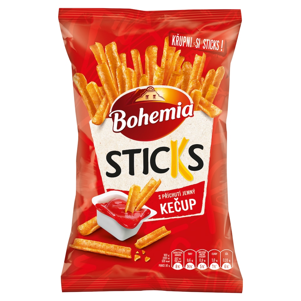 Bohemia Sticks s příchutí jemný kečup 120g