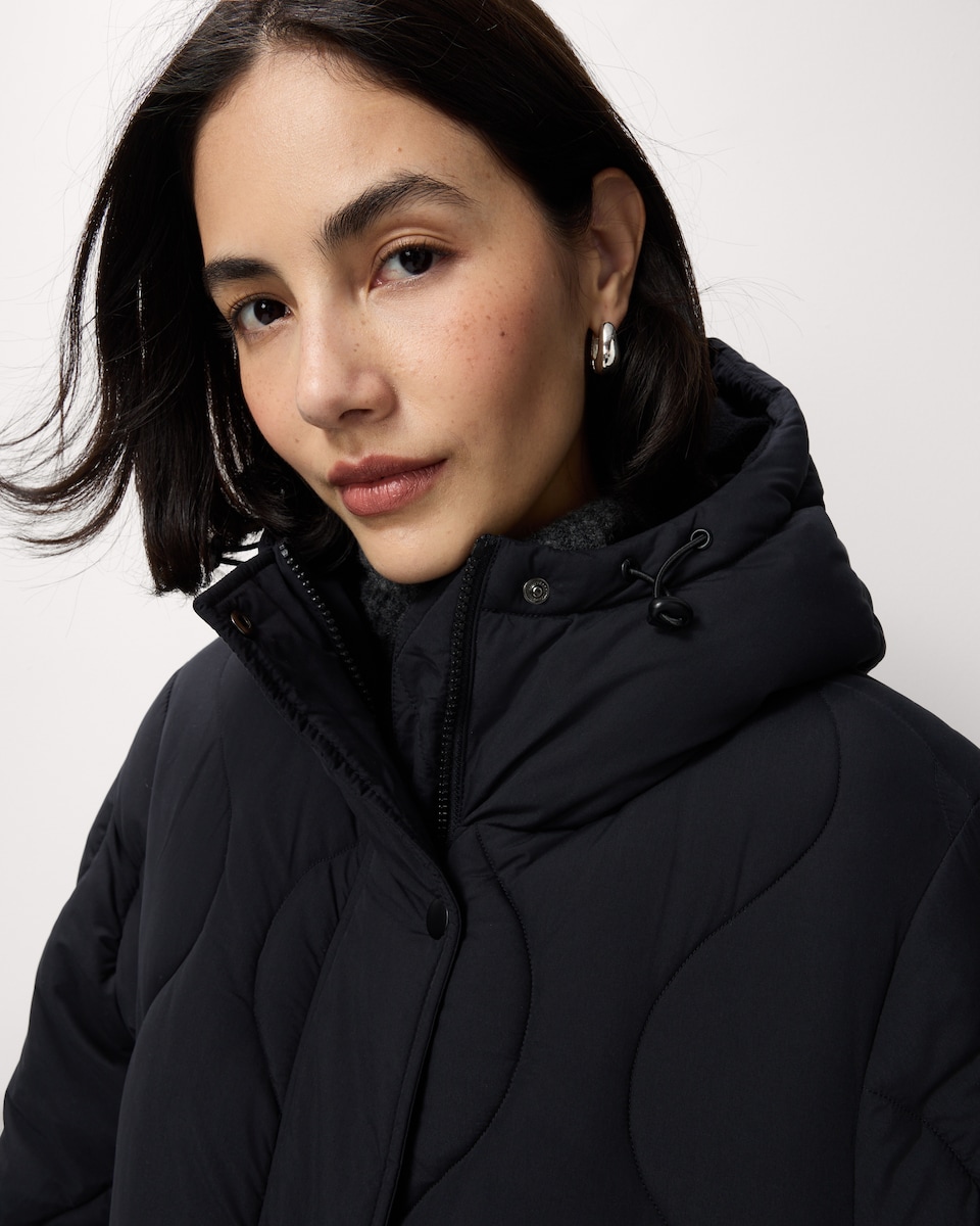 image 1 of F&F Shower Resistant Duvet Coat in Black