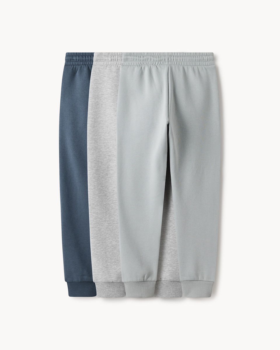 image 1 of F&F Boys 3-Pack Cotton Rich Joggers in Blue
