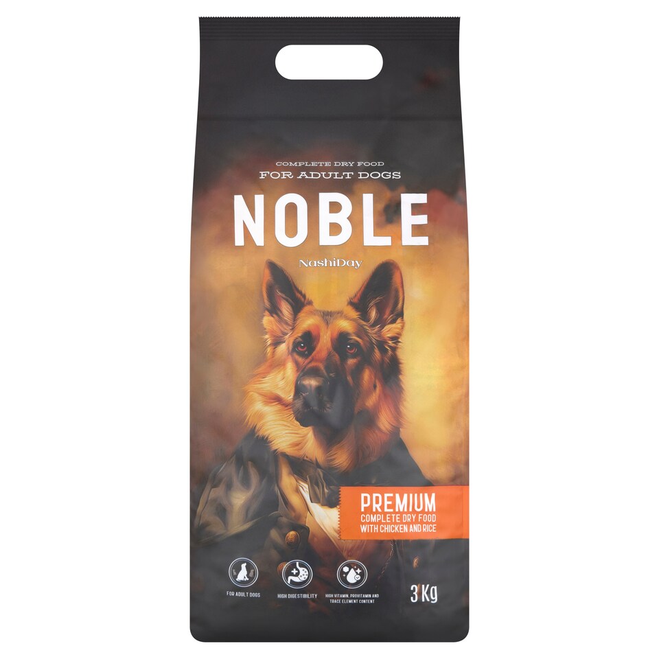 NashiDay Noble teljes értékű száraz állateledel felnőtt kutyák számára csirkével és rizzsel 3 kg  1. kép