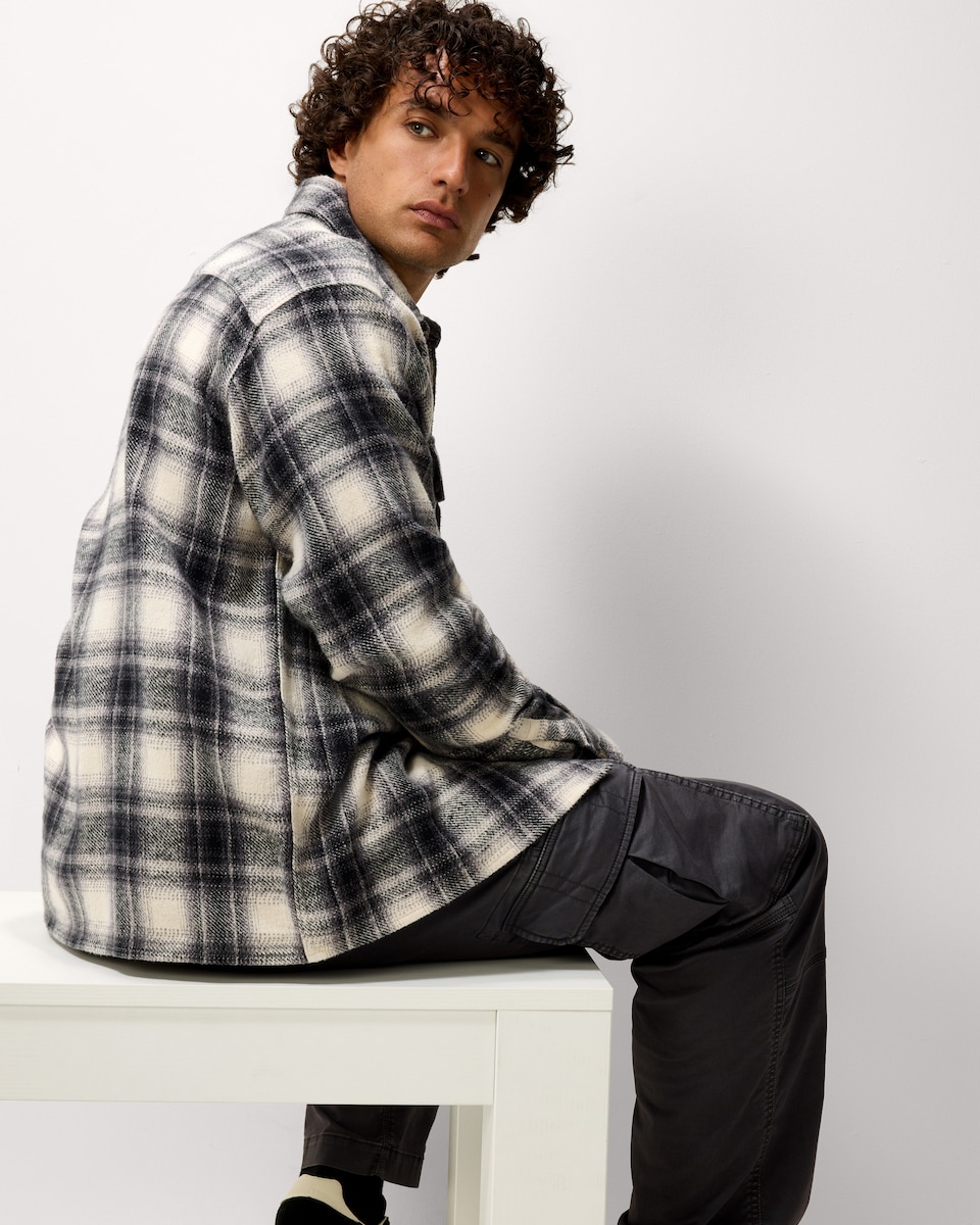 image 1 of RDA Pure Cotton Checked Shirt in Cream