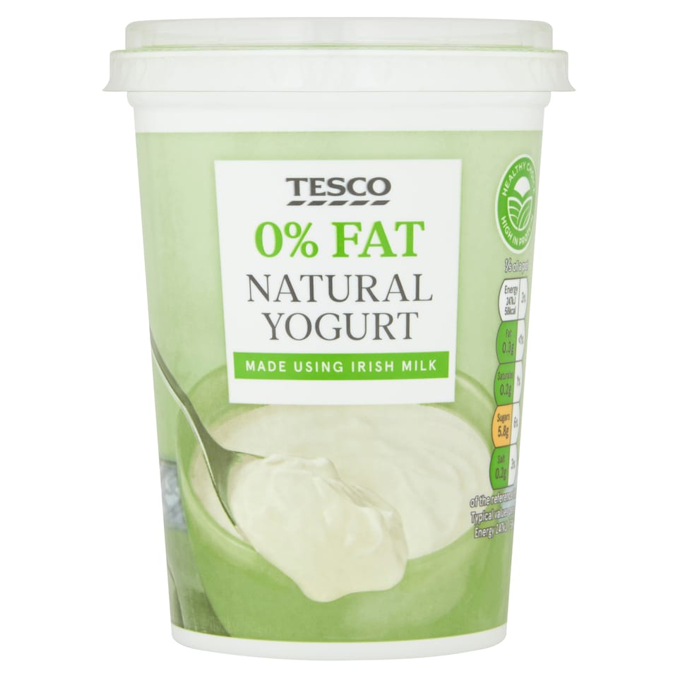 Tesco O% Fat Natural Yoghurt 500G