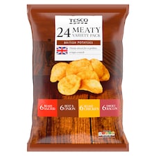 Tesco Meaty Variety Crisps 24 x 25g