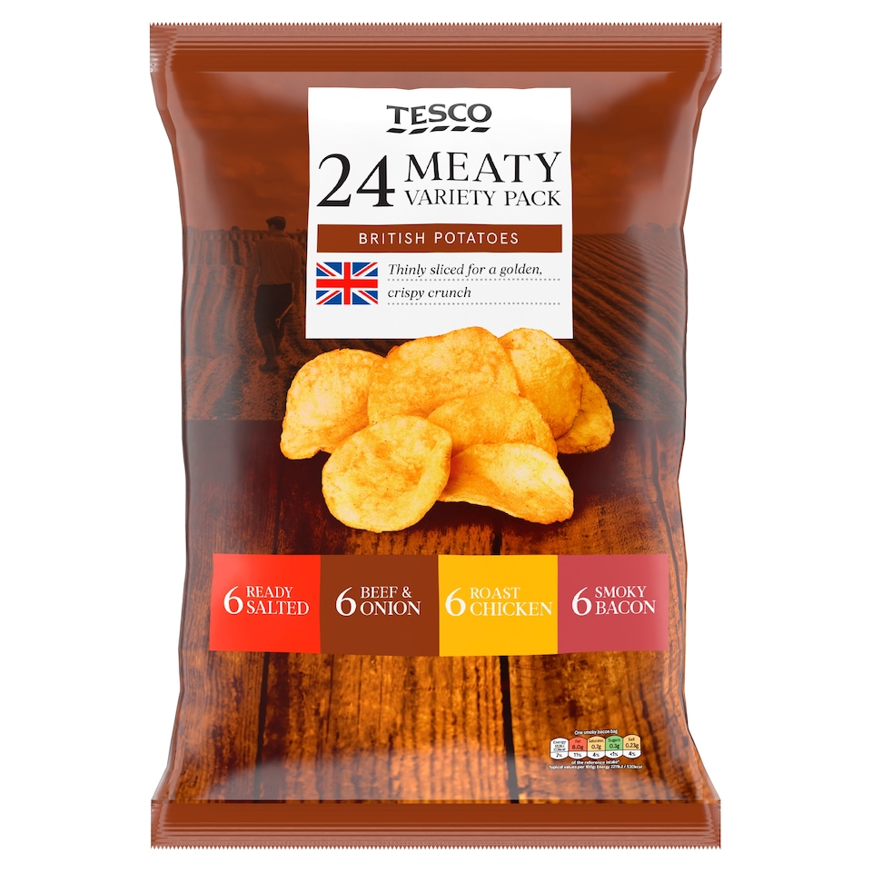 Tesco Meaty Variety Crisps 24 x 25g