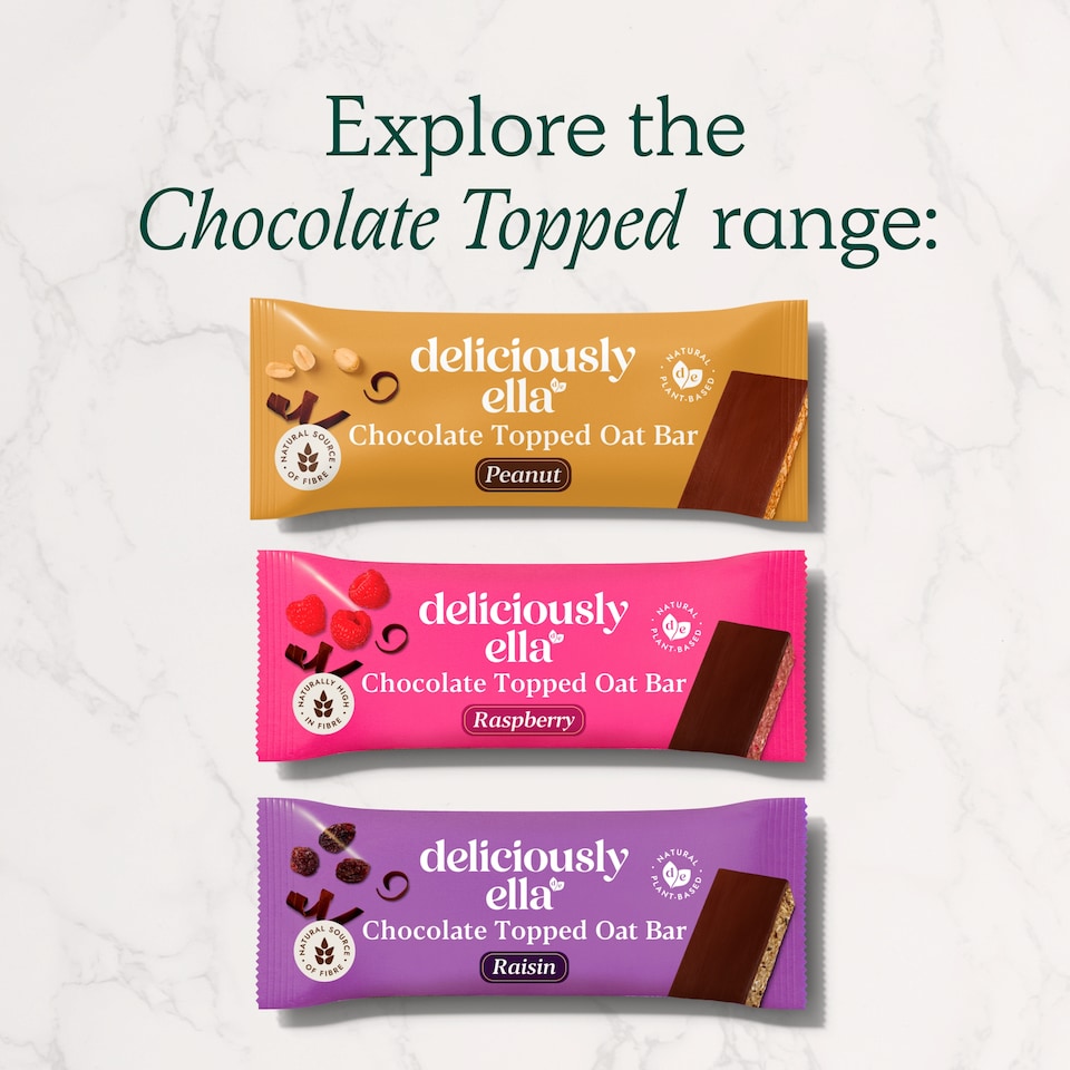 image 1 of Deliciously Ella Chocolate Topped Raisin Oat Bars 3 x 50g