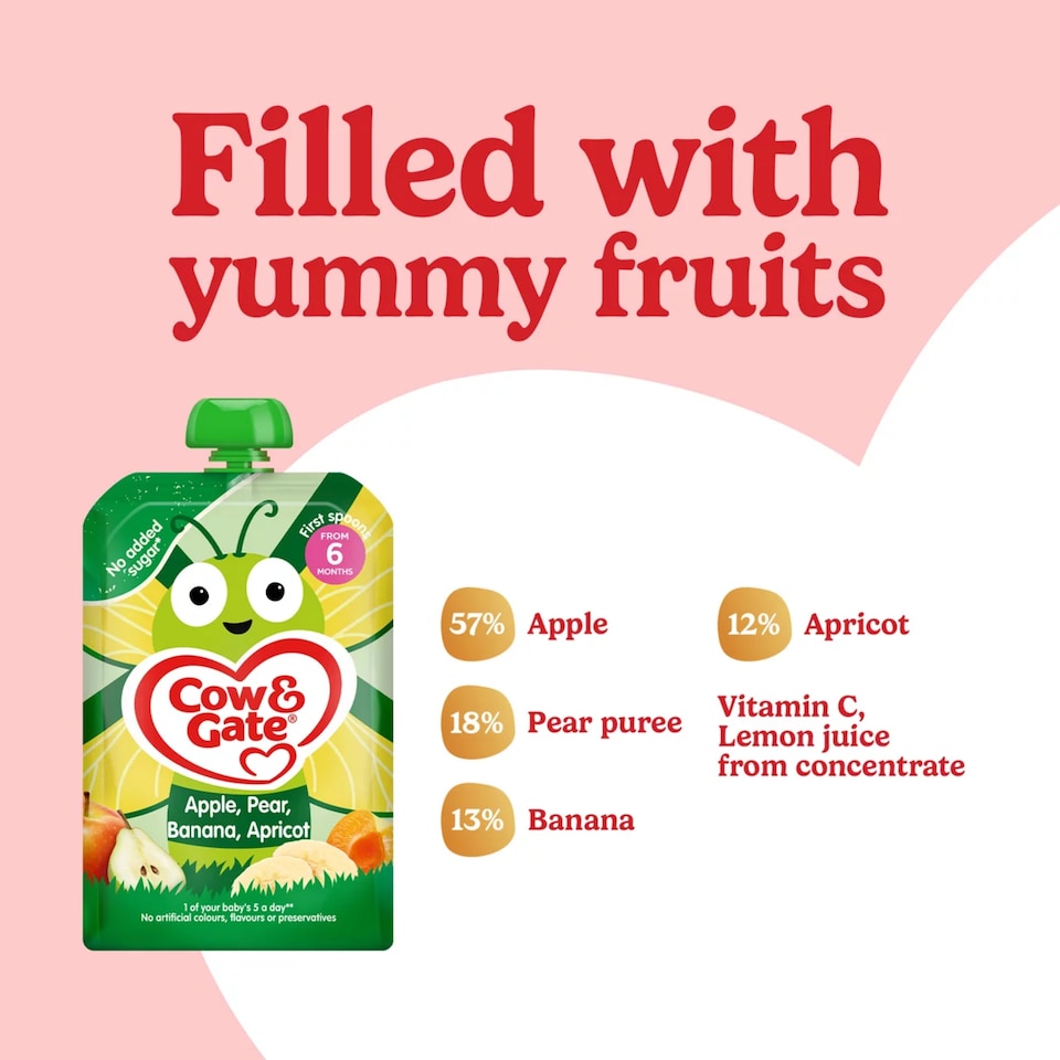 image 1 of Cow & Gate Pouches Apple Pear Banana Apricot 100g