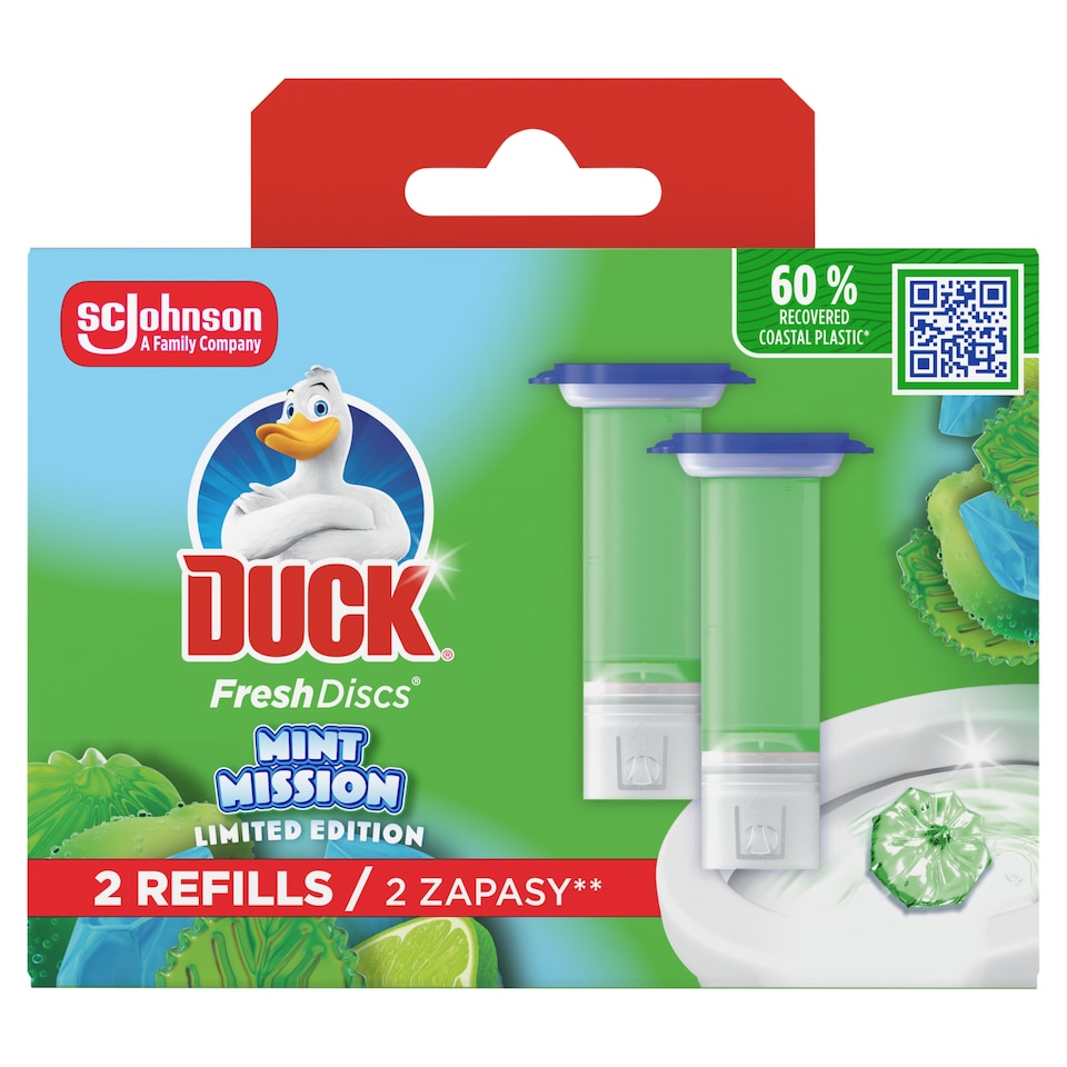 Duck Fresh Discs Mint Mission WC-öblítő korong utántöltő 2 x 36 ml (72 ml)