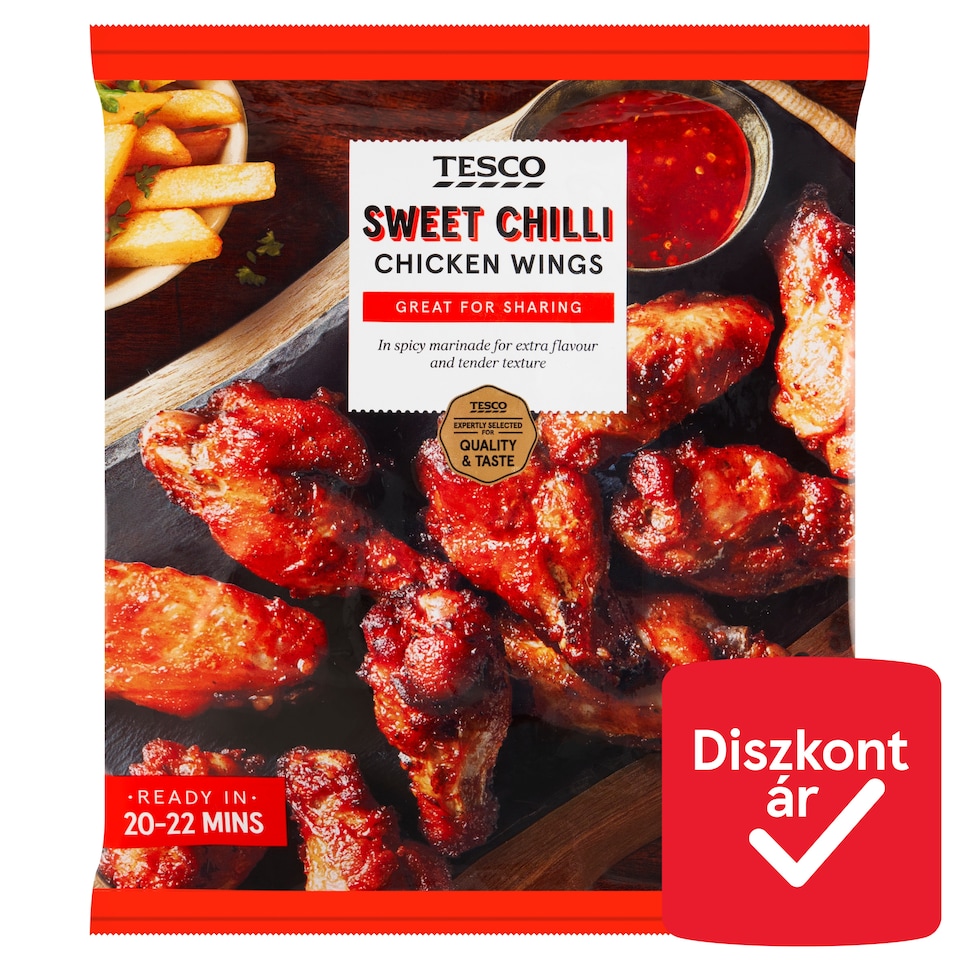 Tesco gyorsfagyasztott enyhén csípős csirkeszárny édes-csilis marinádban 500 g