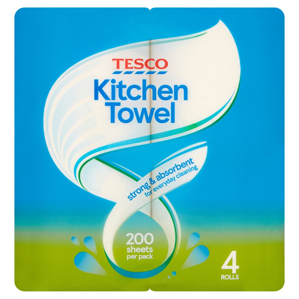 Tesco Kitchen Towel White 4 Roll