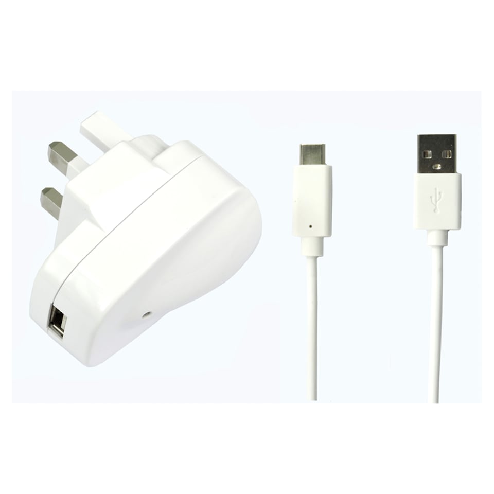T. 2.4A Home Charger with USB C to A Cable WHT