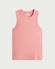 image 4 of F&F Cotton Rich Ribbed Vest in Dusty Pink