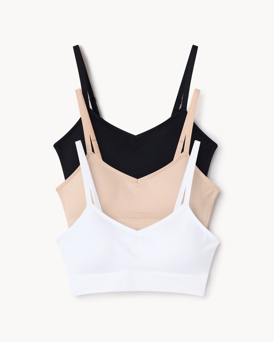 image 1 of F&F 3-Pack Contour Seamfree Crop Tops in Multi