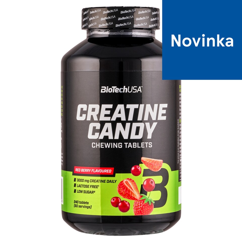 image 1 of BioTechUSA Creatine Candy Nutritional Supplement Red Berry Flavoured 240 Chewing Tablets 480 g
