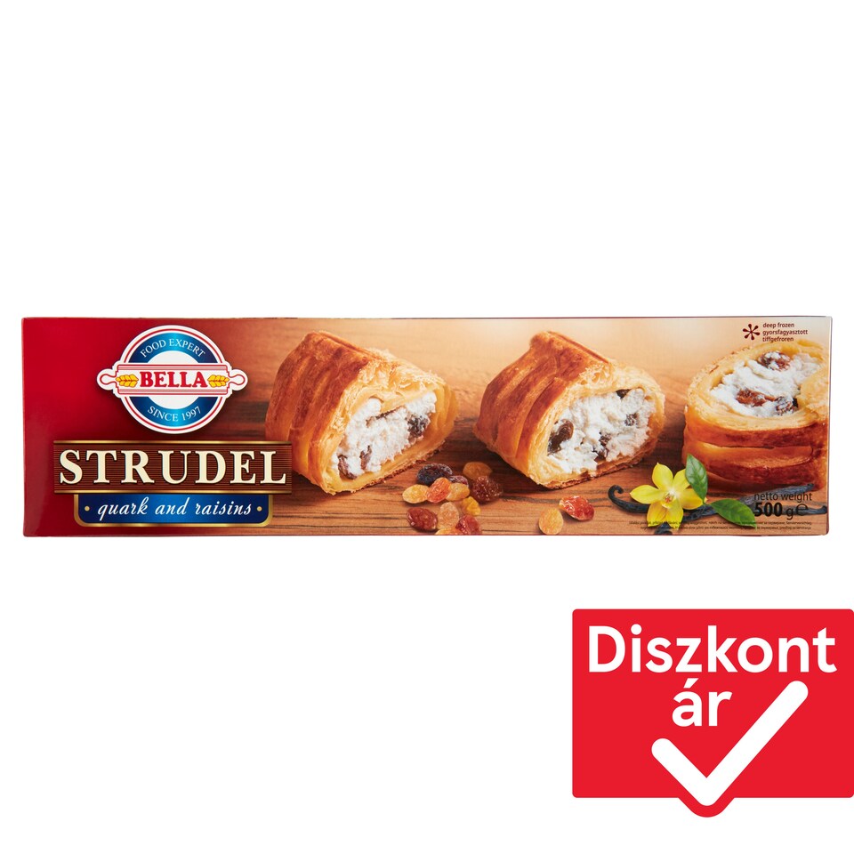 Bella gyorsfagyasztott túrós-mazsolás rétes 500 g