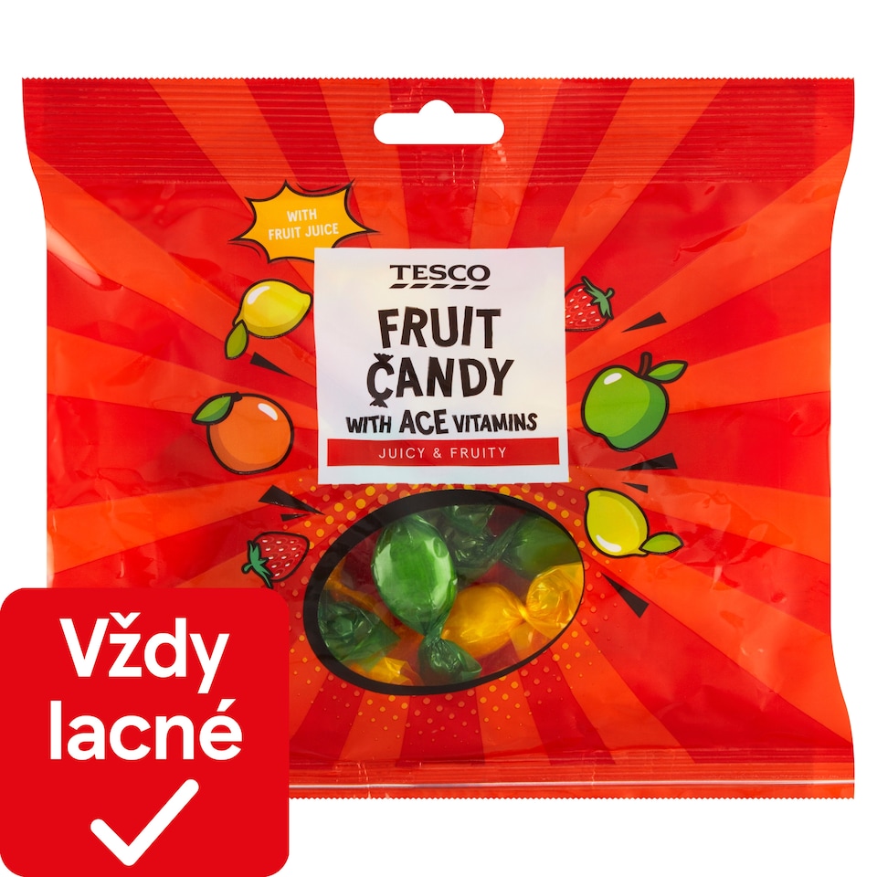Tesco Fruit Candy furé s náplňou s ovocnou príchuťou 200 g