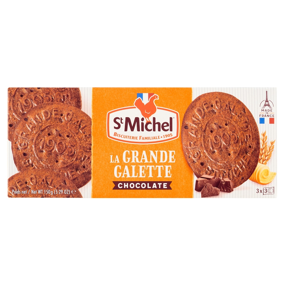 image 1 of St Michel Large Galettes Chocolate Cookies with Chocolate Chips 150g